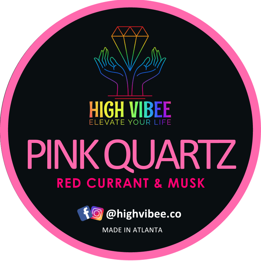 This is a photo of High Vibee's “Pink Quartz” Body Butta top label.