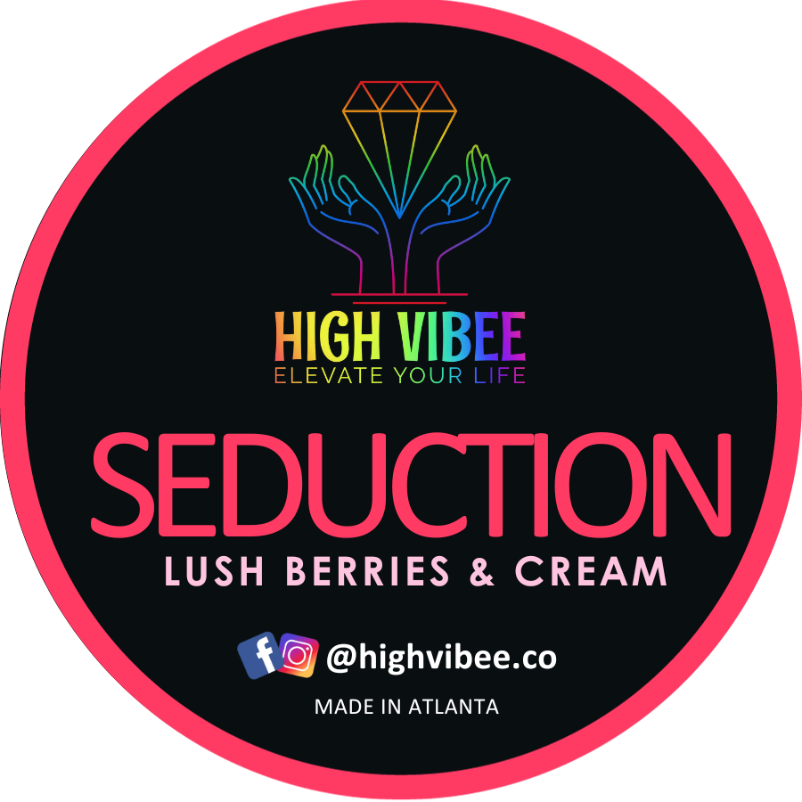 This is a photo of High Vibee's “Seduction” Body Butta top label.
