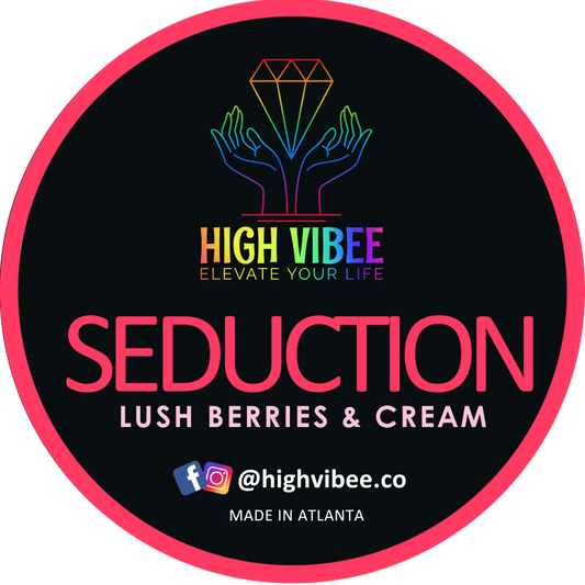 This is a photo of High Vibee's “Seduction” Body Butta top label.