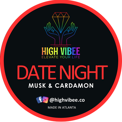 This is a photo of High Vibee's Date Night Body Butta top  label.