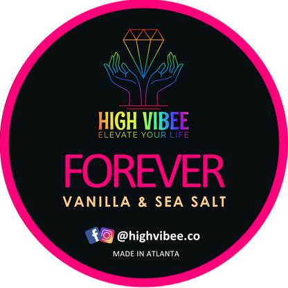  - This is a photo of High Vibee's “Forever” Body Butta top  label.