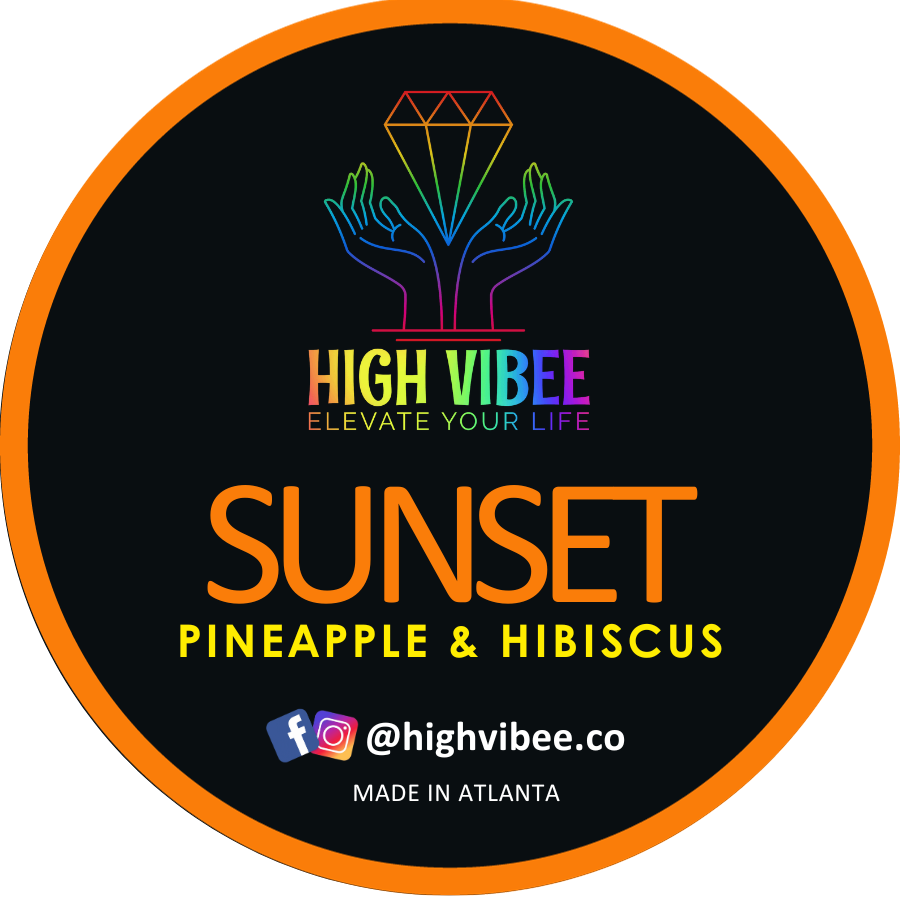 This is a photo of High Vibee's “Sunset” Body Butta top label.