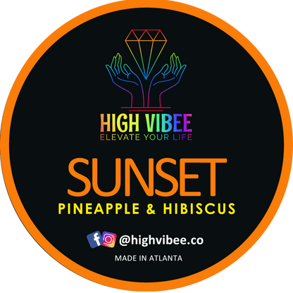 This is a photo of High Vibee's “Sunset” Body Butta top label.